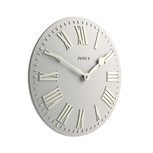 Image of Jones Clocks® Strand wall clock | Modern convex clock | 30cm | Pale grey | Roman numerals | Ideal for the kitchen, living room, office or bedroom