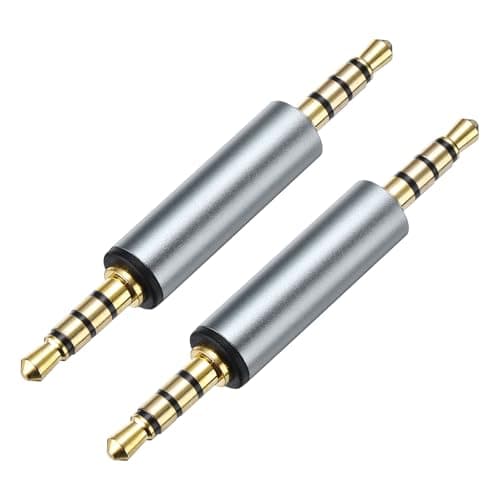 Image of sourcing map 2Pcs 3.5mm Male to Male Audio Adapter 3.5mm Stereo Male Coupler Adapter Connector, 3.5mm TRS Stereo Plug Jack Adapter for Phone Speaker Laptop, Grey
