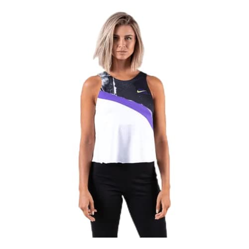 Image of Nike W Nkct 2 in 1 Tank NY Nt Sleeveless T-Shirt, Women, womens, Sleeveless Shirt, AT5408, White/Psychic Purple/Black/Volt, XL