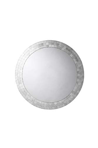 Image of Croydex Meadley Circular Mirror with Mosaic Surround and Hang N Lock Fitting System, Silver, 600 x 600 x 10mm