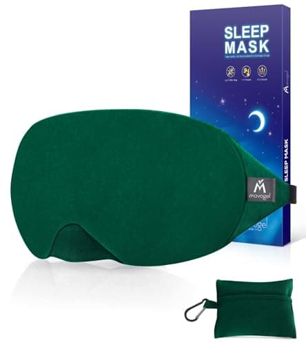 Image of Mavogel Cotton Sleep Eye Mask - Breathable Light Blocking Sleep Mask, Soft Comfortable Night Eye Mask for Men Women, Eye Cover for Travel/Sleeping/Shift Work, Includes Travel Pouch (Green)