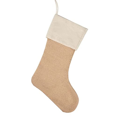 Image of Sricam Burlap Christmas Stockings, Plain Christmas Stockings Personalized Christmas Stockings Xmas Fireplace Hanging Decoration for Christmas Decoration