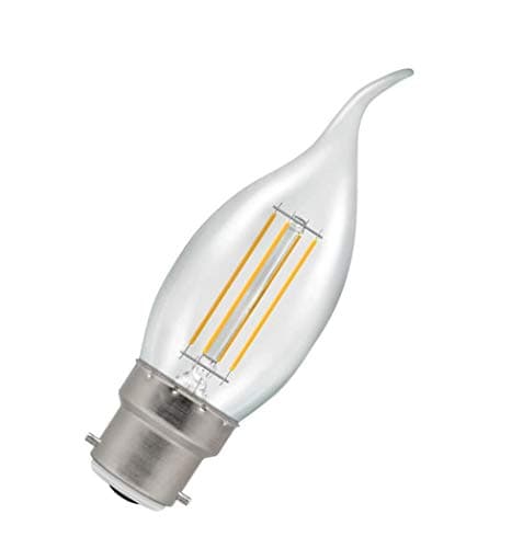 Image of Crompton Lamps LED Bent Tip Candle 5W BC-B22d Dimmable Filament (40W Equivalent) 2700K Warm White Clear 470lm BC Bayonet B22 Flare-Tip Light Bulb