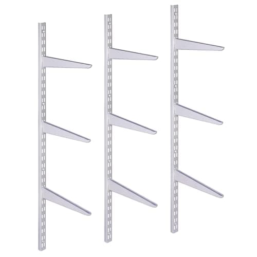 Image of EAI Twin Slot Shelving Kit 9x270mm Brackets 3x1m Uprights Heavy Duty Steel Wall Mounted Shelving System - White