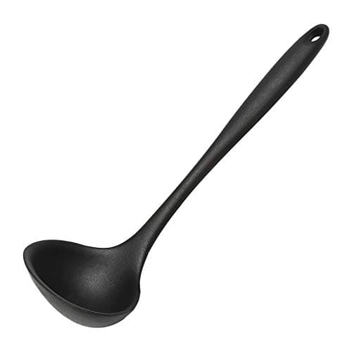 Image of Non-Stick Silicone Ladle - Ergonomic Heat Resistant Kitchen Spoon with Comfortable Grip - Black