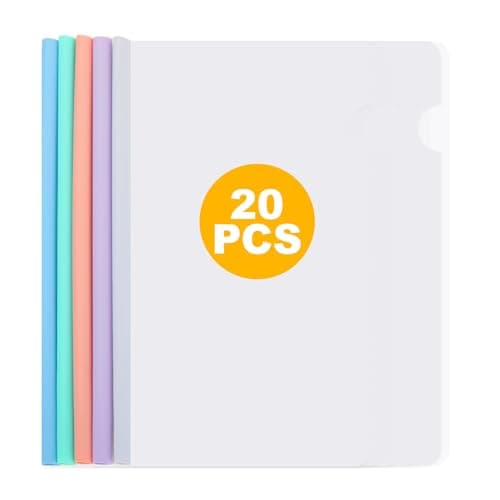 Image of ASelected 20Pcs Report Covers with Sliding Bar A4 Project Presentation Covers Hold Up to 60 Sheets for School Office Documents Classification (5 Colors)