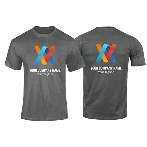 Image of Varsany Grey Custom Company Business Logo T-Shirts for Men: Tailored Personalisation, 100% Ringspun Cotton Comfort