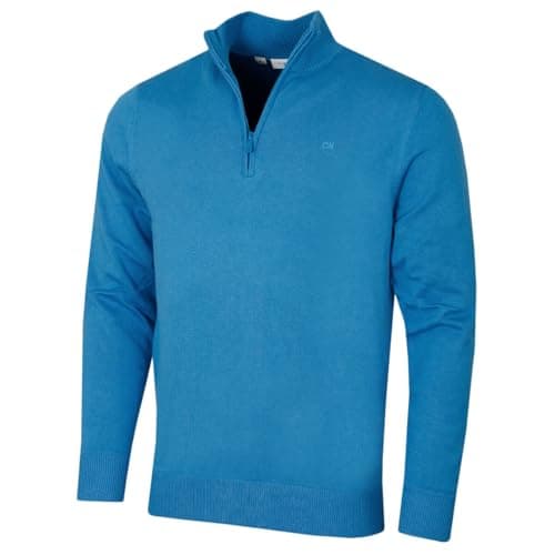 Image of Calvin Klein Mens Campus 1/2 Zip Sweater - Summer Blue - L