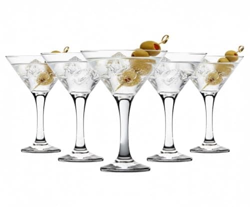 Image of Acense 6X Clear 175ml Misket Martini Glasses Set – Perfect for Espresso, Margarita, Cocktail, Champagne, Gin, & Wine Party Drinks
