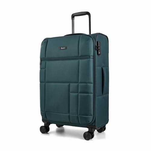 Image of Rock Tokyo Medium Soft Shell Suitcase in Green - Lightweight & Streamlined Design, 360 Swivel-Wheels & TSA Combination Lock - 68x42x29cm 61L Capacity