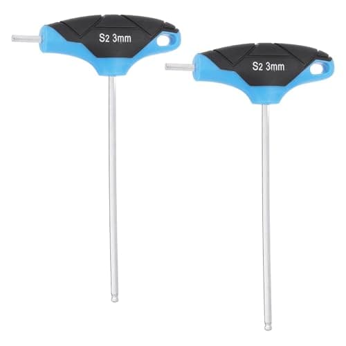 Image of sourcing map 2pcs T-Handle Ball End Hex Key Wrench 3mm Metric S2 Steel T-Key Inner Hexagon Wrenches Spanner Repair Tool for Automotive Household Maintenance, Blue Black