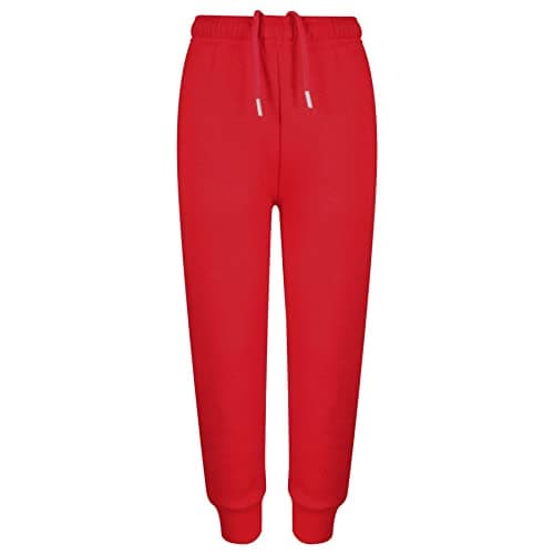 Image of A2Z 4 Kids Girls Boys Fleece Jogging Bottoms PE School Jogger Classic - Fleece Trouser 355 Red 7-8