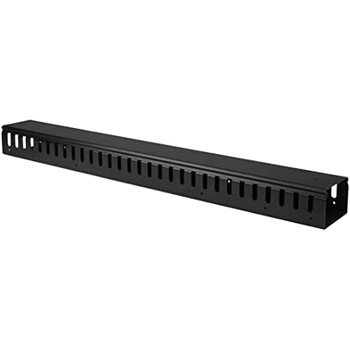 Image of StarTech.com 3ft (1m) Vertical Cable Management Duct with Cover - 0U Open Slot Finger Duct Wire Raceway for 19 Inch Server Rack - Slotted Cord Channel (CMVER20UF)