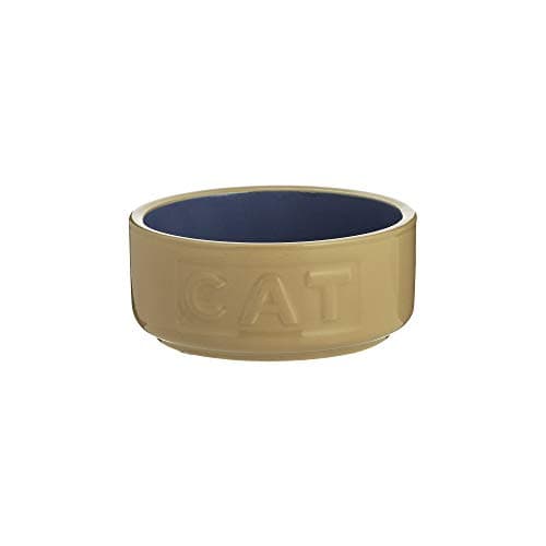 Image of Mason Cash Cane & Blue Cat Bowl 13 cm Ceramic Cat Food & Water Bowl, 400 ml Capacity, Non Tip, Dishwasher, Freezer & Microwave Safe