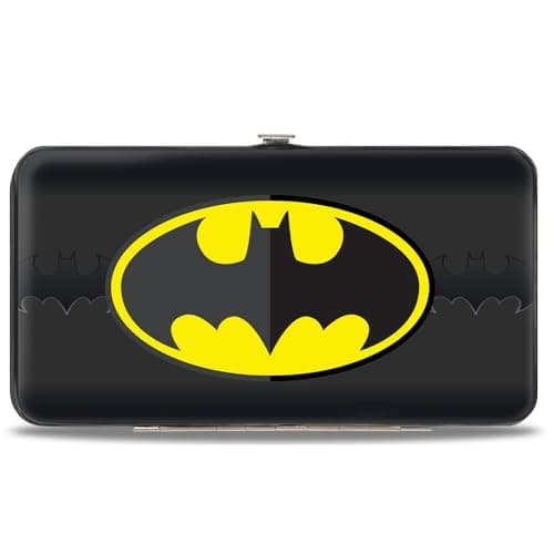 Image of Buckle-Down - Wallet Hinge Wallet - Batman Icon Centered/Bat Signal Stripe Black/Yellow/Grays unisex-adults
