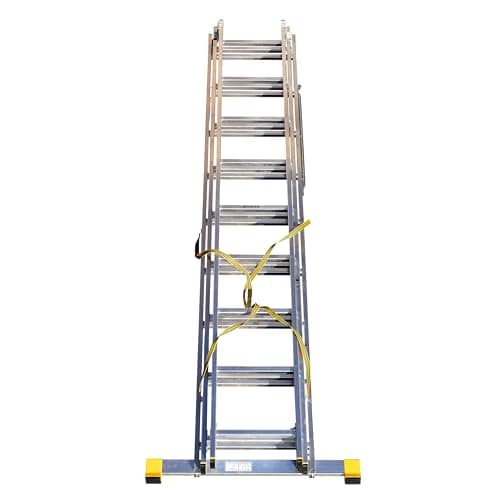 Image of Trade Master Pro® 3 Section Extension Ladder | Auto Locking Clips | Aluminium | Anti Slip Stabiliser bar | Massive 150kg Weight Rating | EN131 Pro Certified | Size: 5.69m