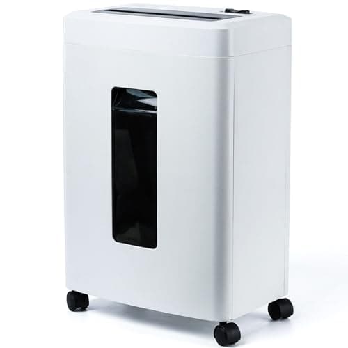Image of Fonirvanic Heavy Duty Paper Shredder: 10-Sheet P-5 Micro Cut Documents Destroyer 60-Min Run Anti-Jam Quiet Office Shredder with 18L Pull-Out Bin & Wheels for Home/School/Business/Workspace