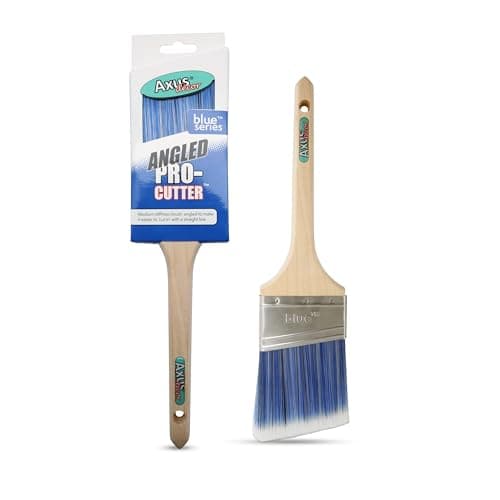 Image of Axus Decor Precision Angled Cutter Paint Brush (Blue Color) - 3"/75mm - Synthetic Filaments, Angled for cutting in with emulsion, Hardwood Handles, Rust-Resistant Stainless Steel