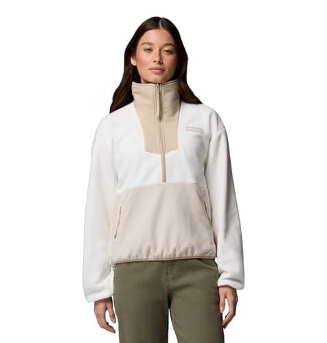 Image of Columbia Women's Sequoia Grove 1/2 Zip Fleece, Fleece Pull Over, Sea Salt/Dark Stone/Ancient Fossil, Large