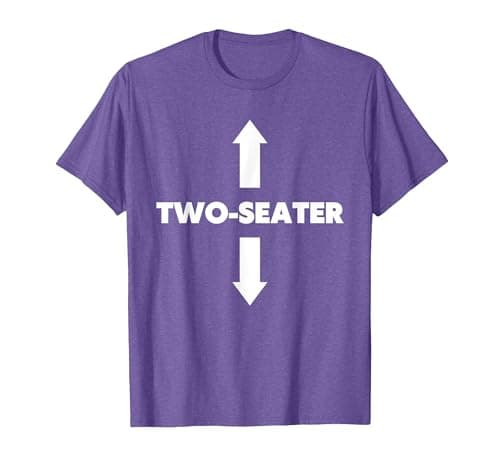 Image of Two Seater with Arrows Pointing Up & Down Funny Adult Humor T-Shirt, Men, Purple Heather, XX-Large