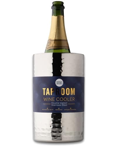 Image of Taproom Hammered Stainless Steel Wine Cooler - Double Walled for Optimal Chilling, Keep Your Wine Drink, Champagne, Prosecco and Beer Bottles Perfectly Cool. Great for Birthday, Picnic, Outdoor.