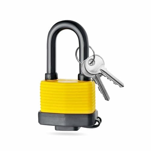 Image of 40mm Long Padlock Weatherproof Heavy-Duty Reinforced Laminated Steel Lock with Extra Strength & Durability Includes 2 Keys Ideal for Gym Locker, Garage, Fence, and Shed (Long Shackle)