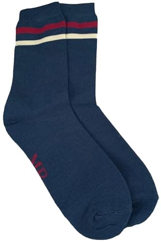Image of Purple Possum® Mens Socks Striped Novelty Fun Cotton Bamboo Blend Stripes Stripy UK Size 7-11 (Navy Blue)