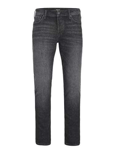 Image of JACK & JONES Mens Denim Jeans, Glenn Original, Slim Fit, Classic Five Pocket Style, Black Denim (UK, Waist & Inseam, 36, 32, Black)
