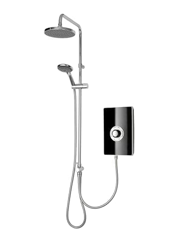 Image of Triton Showers | Collections II DuElec | Aspirante | Electric Shower | Dual Shower Head | 9.5KW | Gloss Black | Rainfall Shower Head | Black Electric Shower | Shower Head and Hose Set