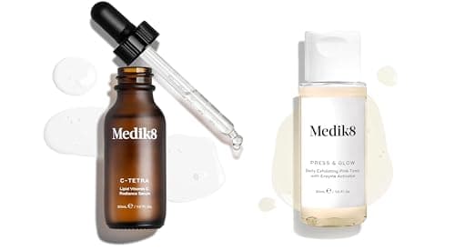 Image of Medik8 C-Tetra (30ml) & Press & Glow Travel Size (30ml) - Lipid 7% Vitamin C Radiance Serum & Daily PHA Exfoliating Facial Toner