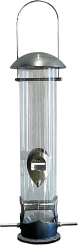 Image of Garden Store Direct Heavy-Duty Deluxe Stainless Steel Large 30cm Hanging Wild Bird Feeders - Seed, Peanut/Sunflower Hearts or Fat Ball Versions, (Seed Feeder)
