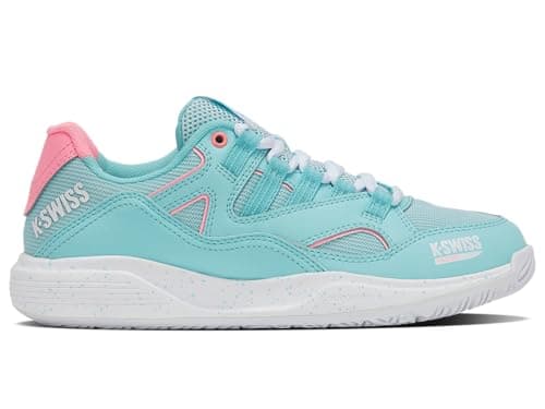 Image of K-Swiss Womens Tura Team Padel Tennis Shoe, Soft Neon Blue White Blue Glow, 6 UK