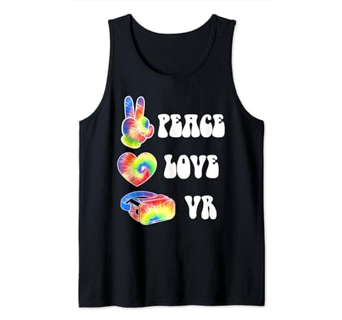 Image of VR Virtual Reality Gaming Gamer PC, Peace Love VR Groovy Tank Top