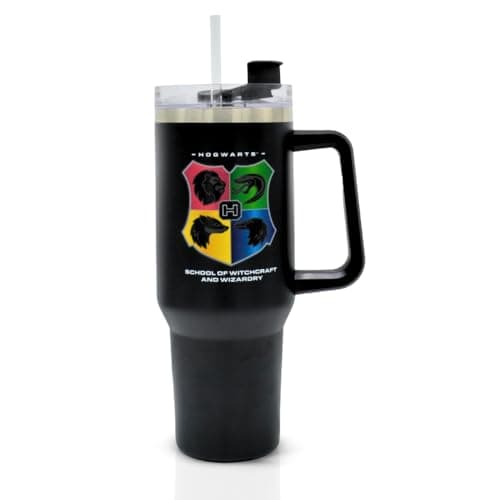 Image of Harry Potter Hogwarts 40oz / 1200 ML Tumbler with Straw & Lid | Leak & Spill Proof Travel Mug | Stainless Steel Vacuum Insulated Water Bottle with Handle Keeps Cold for 17Hrs or Hot for 5Hrs