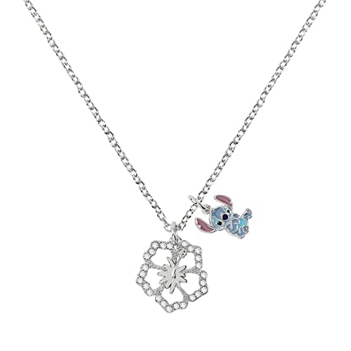Image of Disney Lilo & Stitch Silver Flower Charm Necklace