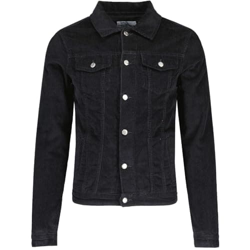 Image of Madcap England Retro Mod Men's 70s 1970s Vintage Style Needle Cord Corduroy Slim Fit Western Woburn Jacket MC512 (UK, Alpha, M, Regular, Regular, Black)