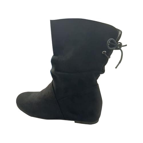 Image of Women's Soft Suede Flat Ankle Boots | Comfortable Fall Outdoor Shoes with Non Slip Sole Flat Boots Women's Casual Boots Womens 𝗦now Boots Size 5 (Black, 3.5)