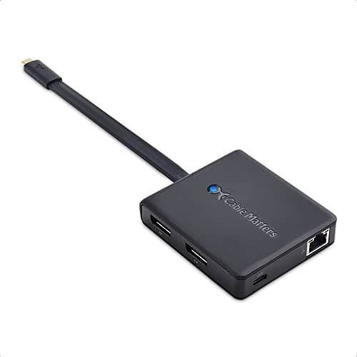 Image of Cable Matters Dual Monitor USB C Hub (USBC Dock) with Dual 4K DisplayPort, 2X USB 2.0, Ethernet, and 60W Charging - Thunderbolt 4 / USB4 / Thunderbolt 3 Port Compatible for Windows and Linux.