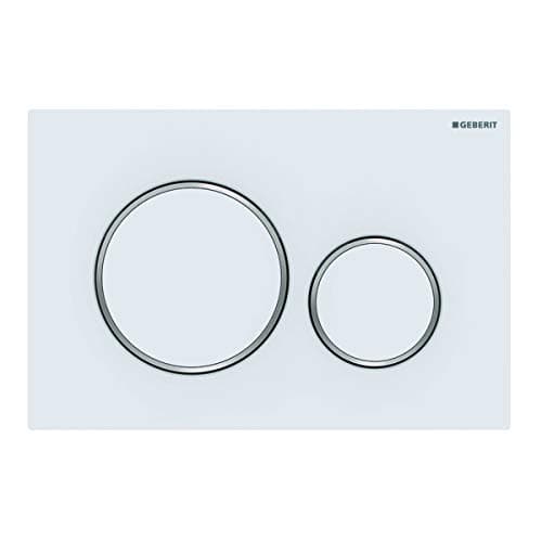 Image of Geberit Sigma 20 115882JT1 Actuator Plate for 2 Flushes with Front Actuation Plate and Buttons Matte White Stripes Chrome