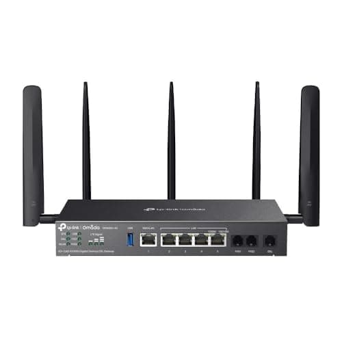 Image of Omada 4G+ Cat6 AX3000 Wi-Fi 6 Gigabit Desktop DSL Gateway, USB 3.0, 5 Gigabit Ports, 3 x RJ11, 2 SIM Card Slots, Omada Network, Centralized Management, Multiple VPN, by TP-Link, Warranty
