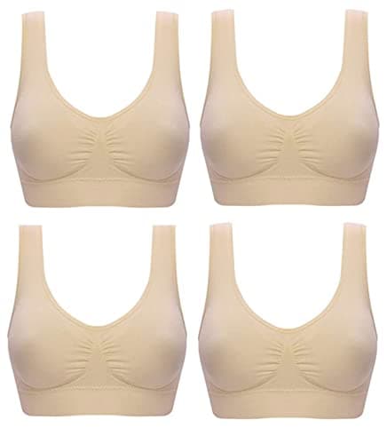 Image of Marielle 4 Pack Comfort Bras Double Layer Material Ultimate Women Seamless Bralettes Sizes S-5XL