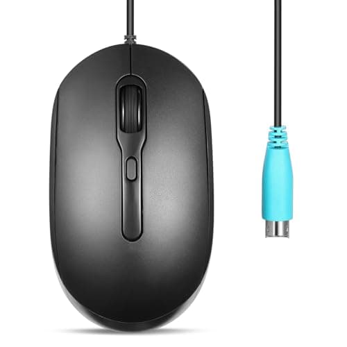 Image of perixx PERIMICE-222 Wired Optical Mouse, Ergonomic Design, Silent Clicks, 5.9 Ft Cable, Adjustable DPI 1200/1600/2000, Black (PS/2, Black)