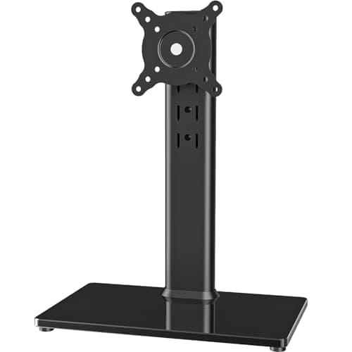 Image of Single LCD Computer Monitor Free-Standing Desk Stand Riser for 13 inch to 32 inch Screen with Swivel, Height Adjustable, Rotation, Holds One (1) Screen up to 35kgs