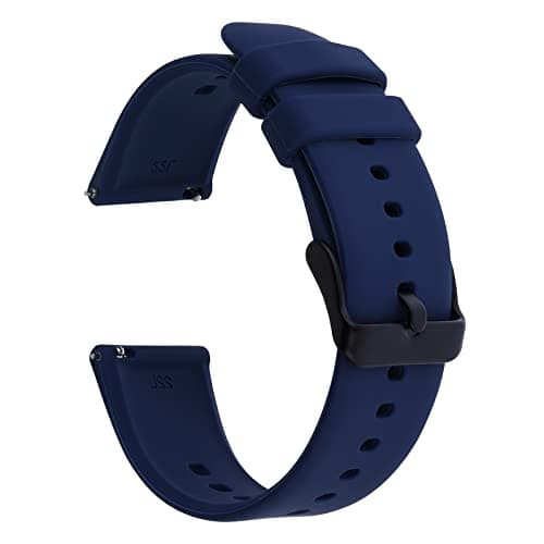 Image of TIESOME Silicone Watch Bands, Quick Release Waterproof Soft Rubber Replacement Straps with Silver Plated Stainless Steel Buckle Compatible with Smart Watch Sport Watch for Men Women (22mm, Blue)