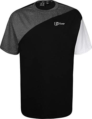 Image of Men's Misty Cut & Sew T-Shirt with Solid Panels - Black Grey (UK, Alpha, XL, Regular, Regular)