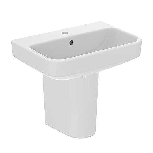 Image of Ideal Standard i.Life S Compact 55cm Semi Pedestal Bathroom Sink/Basin, 1 Tap Hole, T517801, White