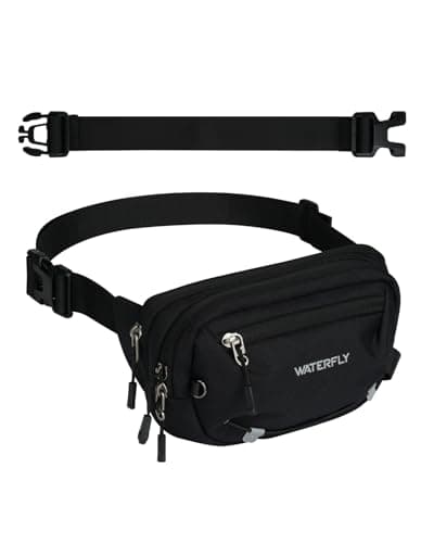 Image of Waterfly Bum Bag Fanny Pack: Small Waist Packs Bumbag with 30cm Extended Belt Fashion Anti-Theft Crossbody Chest Bag with RFID Blocking for Women Men Hiking Sport Running Walking Travel Black