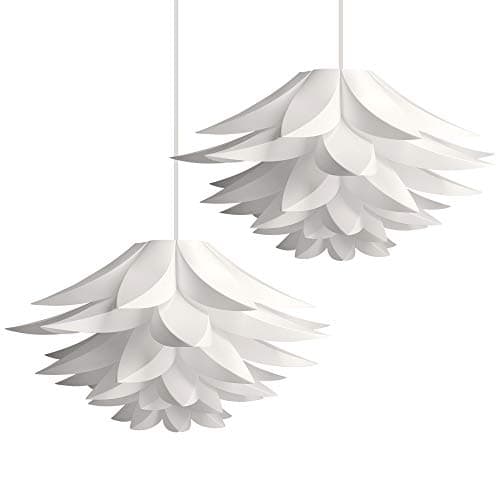Image of kwmobile Puzzle Pendant Lamp Shade (Pack of 2) - Lotus Flower DIY Lampshade Kit for Hanging Ceiling Light or Floor Lamp - Diameter 20" (50cm) - White