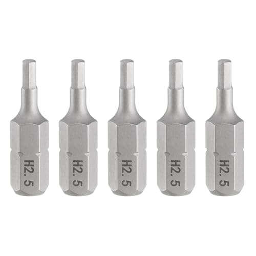 Image of sourcing map 5pcs H2.5 Hex Screwdriver Bit 1/4" Hex Shank 25mm/1" Length Magnetic Hexagon Head S2 Steel Screw Driver Bit