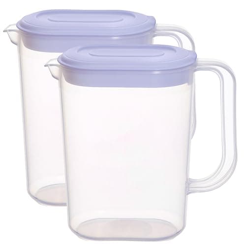 Image of 1.5L Fridge Door Jug with Handle - Transperent Plastic Pitcher Container with Lid & Pouring Spout - Slim Design for Storage - Reusable Liquid Jug for Serving Milk, Drinks, Juices and More. (2)